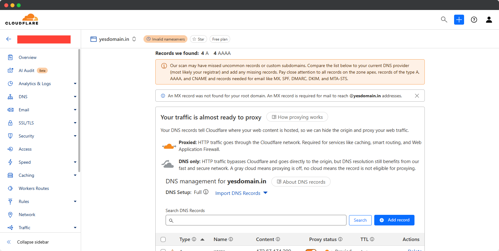 Add dns Record cloudflare