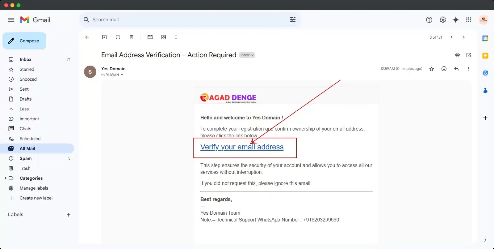 verification-email-from-yesdomain