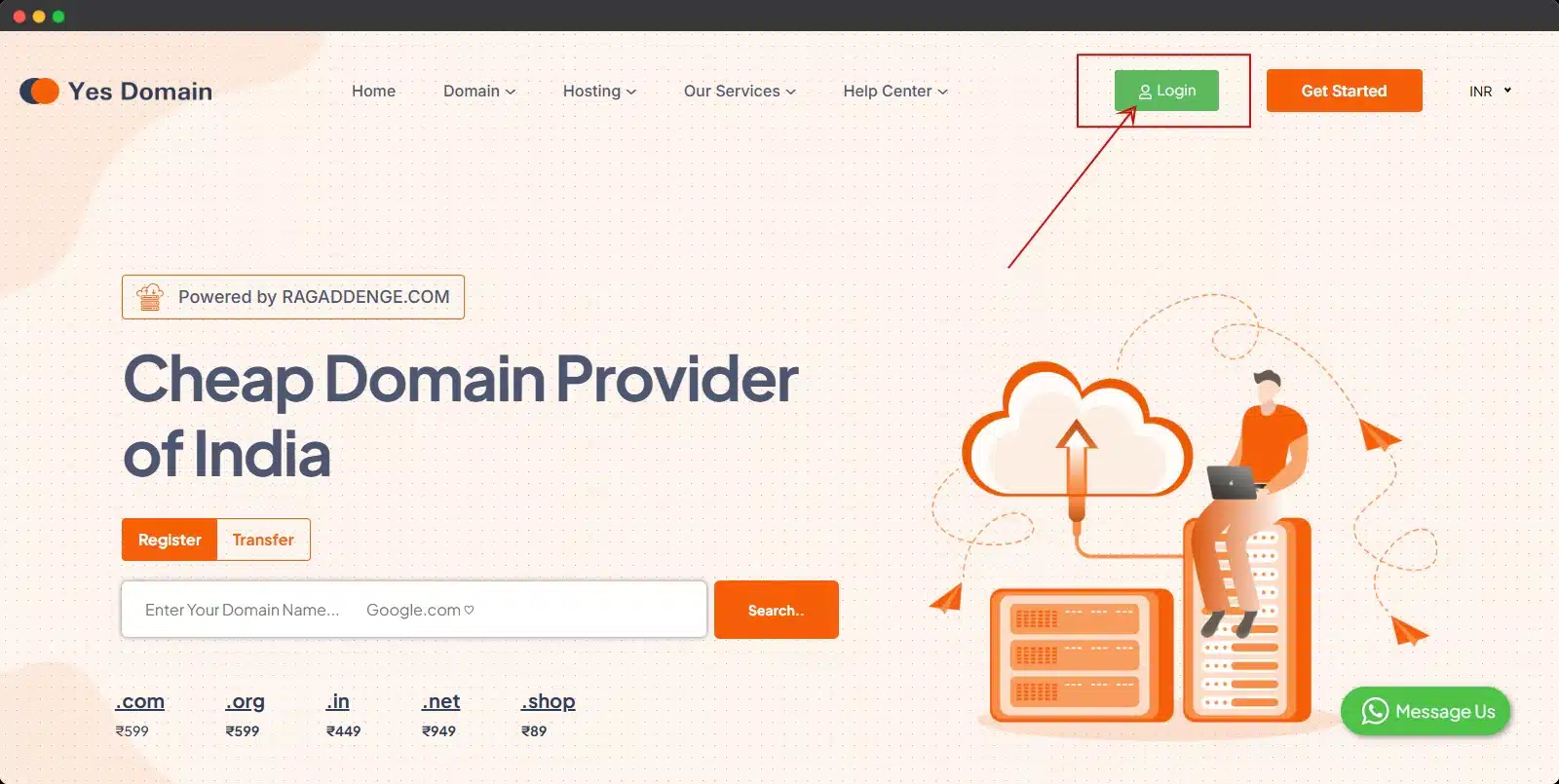 yesdomain-login-page